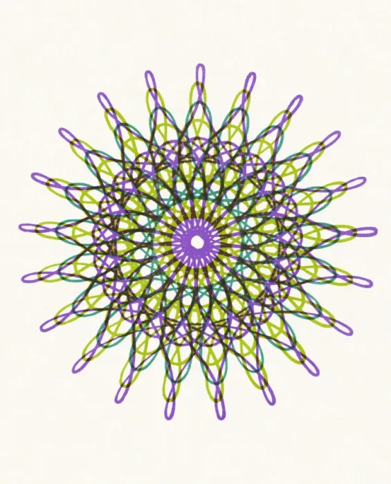 Framed Print : Purple and Green Snowflake Line Drawing Framed Print : Purple and Green Snowflake Line Drawing