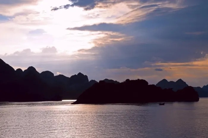 Framed Print : Purple sunset over Halong Bay, Vietnam Framed Print : Purple sunset over Halong Bay, Vietnam