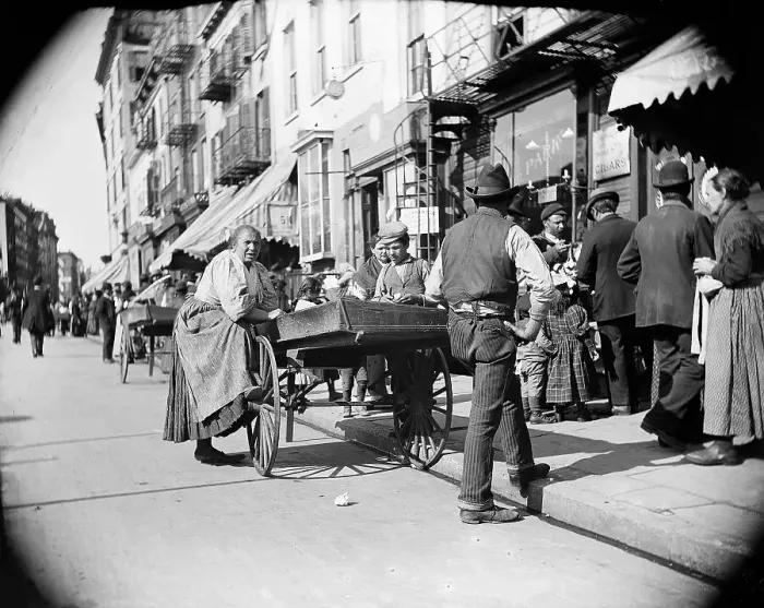 Framed Print : Pushcart Peddlers on Street Framed Print : Pushcart Peddlers on Street