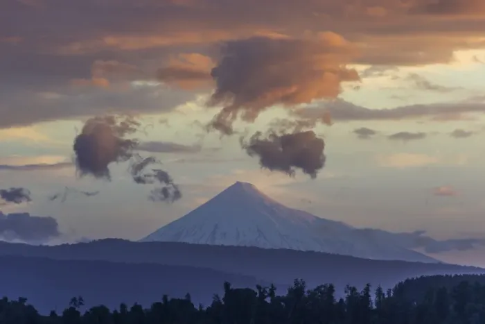 Framed Print : Puyehue volcano in the evening light, Puyehue, Los Lagos Region, Chile Framed Print : Puyehue volcano in the evening light, Puyehue, Los Lagos Region, Chile