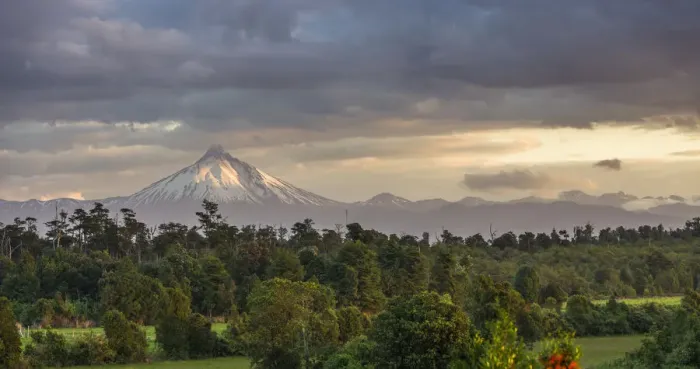 Framed Print : Puyehue volcano in the evening light, Puyehue, Los Lagos Region, Chile Framed Print : Puyehue volcano in the evening light, Puyehue, Los Lagos Region, Chile