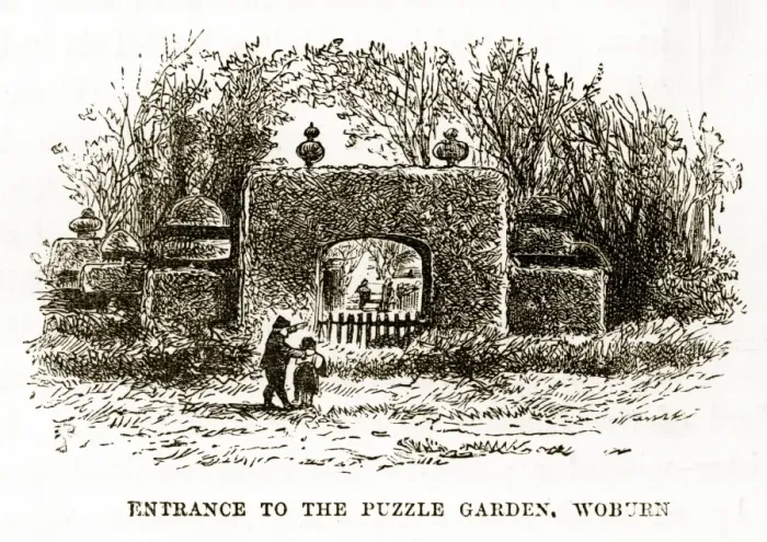 Framed Print : Puzzle Garden Entrance, Woburn, England Victorian Engraving, Circa 1840 Framed Print : Puzzle Garden Entrance, Woburn, England Victorian Engraving, Circa 1840