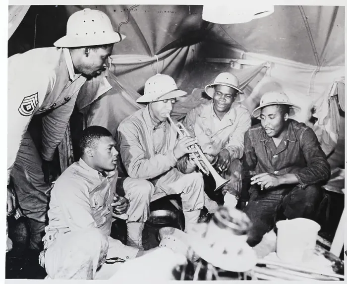 Framed Print : Pvt. E.Morse Plays Trumpet For Soldiers Framed Print : Pvt. E.Morse Plays Trumpet For Soldiers