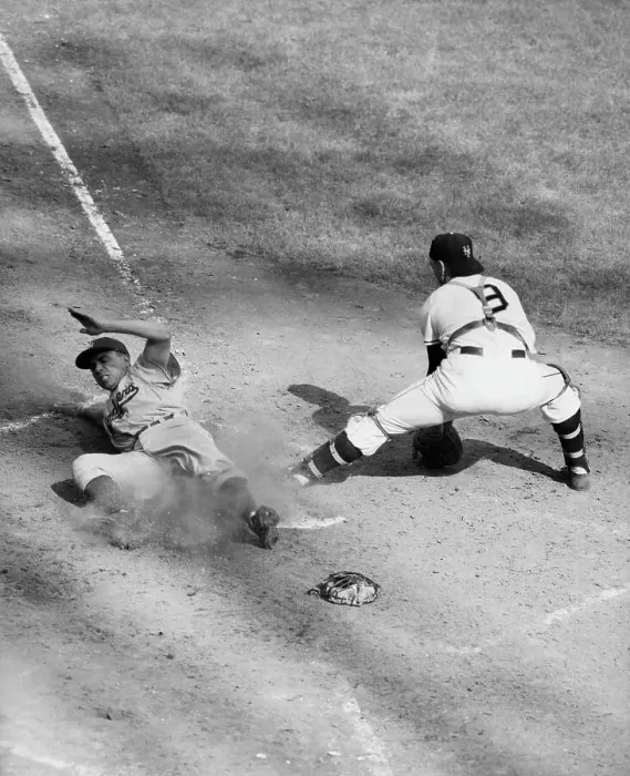 Framed Print : P.W.Reese Slides Safely On Home Plate Framed Print : P.W.Reese Slides Safely On Home Plate