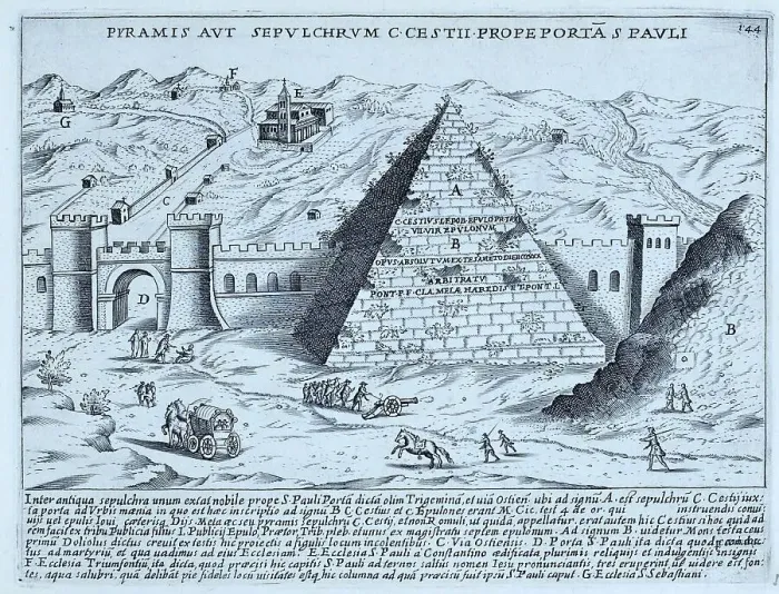 Framed Print : The Pyramid of Cestius near St. Paul's Church, historic Rome, Italy, digital reproduction of an original 17th century painting, original date unknown Framed Print : The Pyramid of Cestius near St. Paul's Church, historic Rome, Italy, digital reproduction of an original 17th century painting, original date unknown