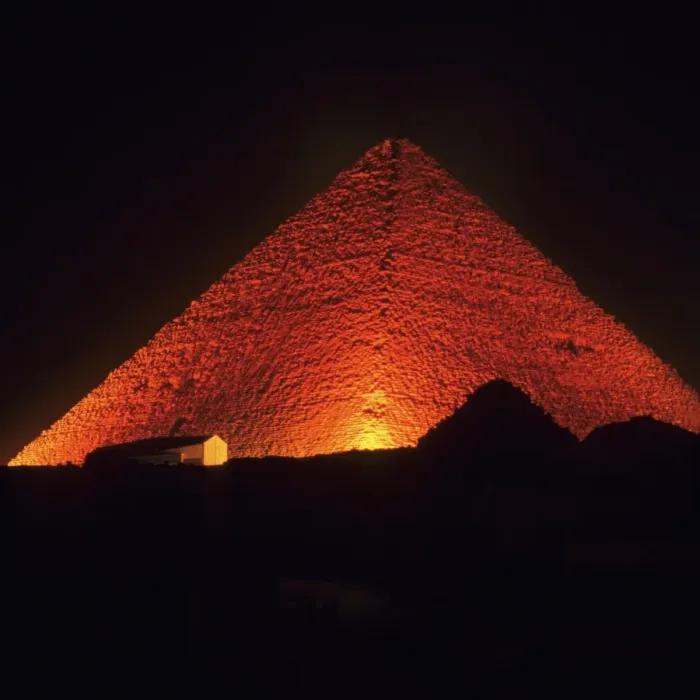 Framed Print : The Pyramid of Cheops illuminated at night Framed Print : The Pyramid of Cheops illuminated at night
