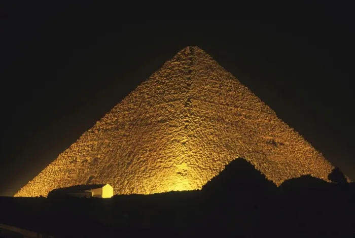 Framed Print : The Pyramid of Cheops illuminated at night Framed Print : The Pyramid of Cheops illuminated at night
