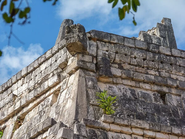 Detail of pyramid in Chichen Itza ruins, Mexico