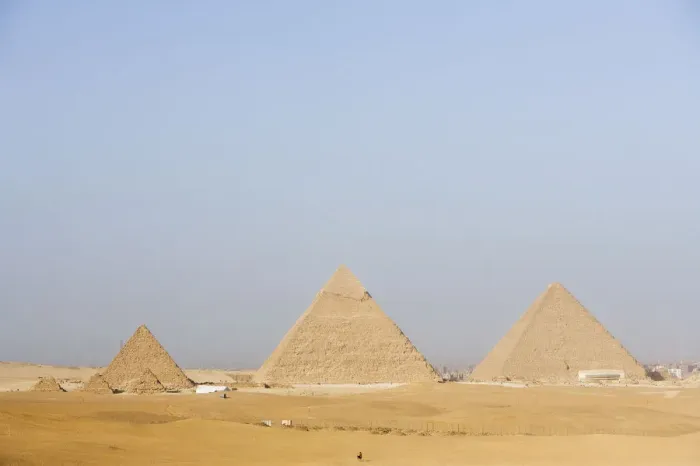 Framed Print : Pyramids of Ancient Egypt and Solar Boat museum