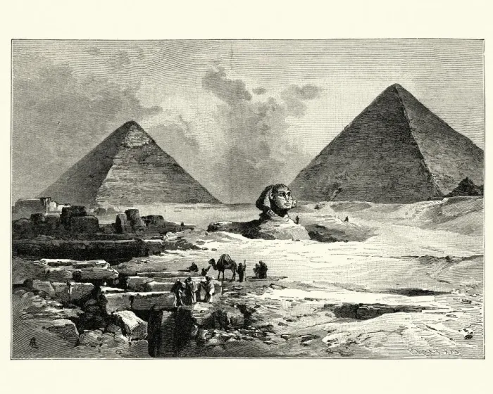 Framed Print : Pyramids and Great Sphinx of Giza, 19th Century Framed Print : Pyramids and Great Sphinx of Giza, 19th Century