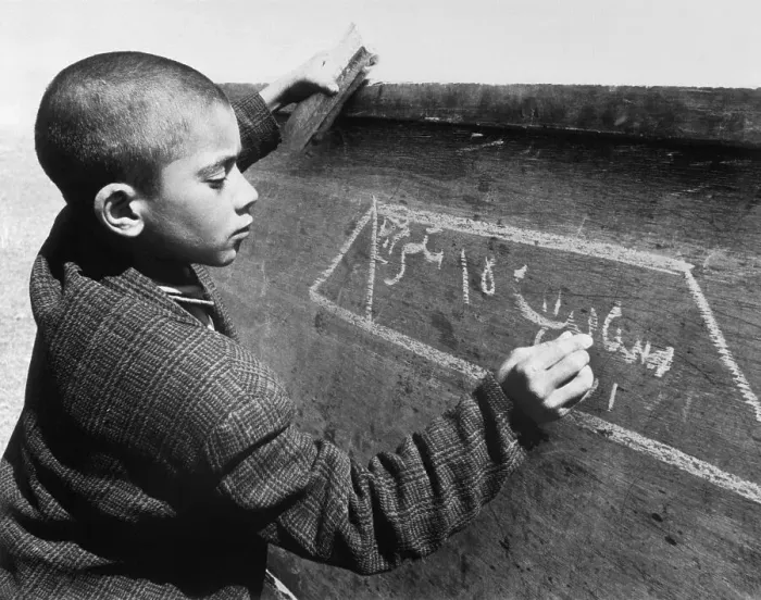 Framed Print : Qashqai Boy Doing Geometry