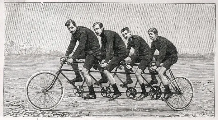 Framed Print : Quadruple-Seat Bicycle Popular In France Framed Print : Quadruple-Seat Bicycle Popular In France