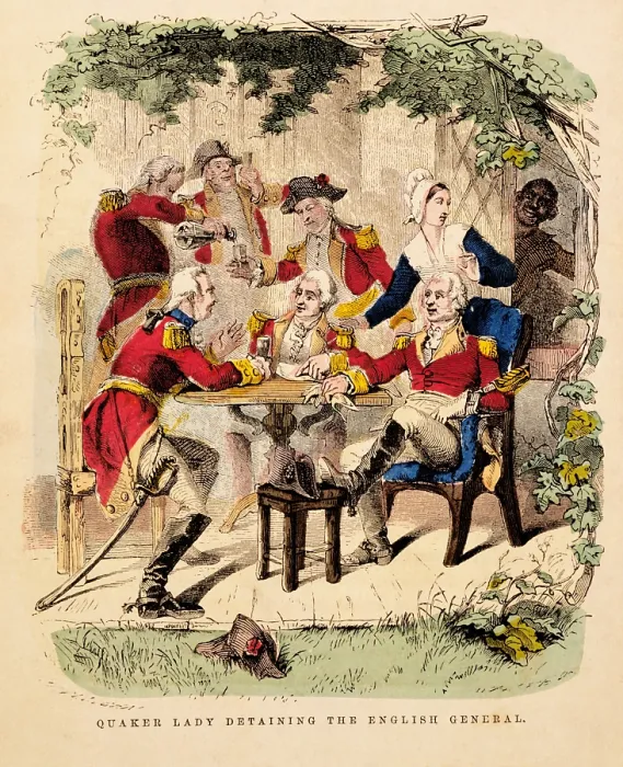 Framed Print : Quaker lady detaining the English general Framed Print : Quaker lady detaining the English general