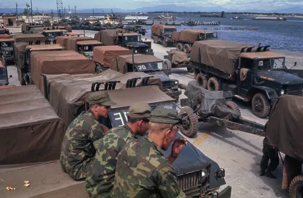 Quang Tri, Vietnam War Print: US Marines Departure 1969. Art