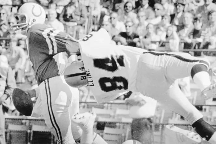Framed Print : Quarterback Bert Jones Eluding Tackle Framed Print : Quarterback Bert Jones Eluding Tackle