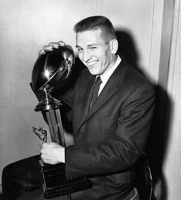 Framed Print : Quarterback Johnny Unitas Wins the Jim Thorpe Trophy