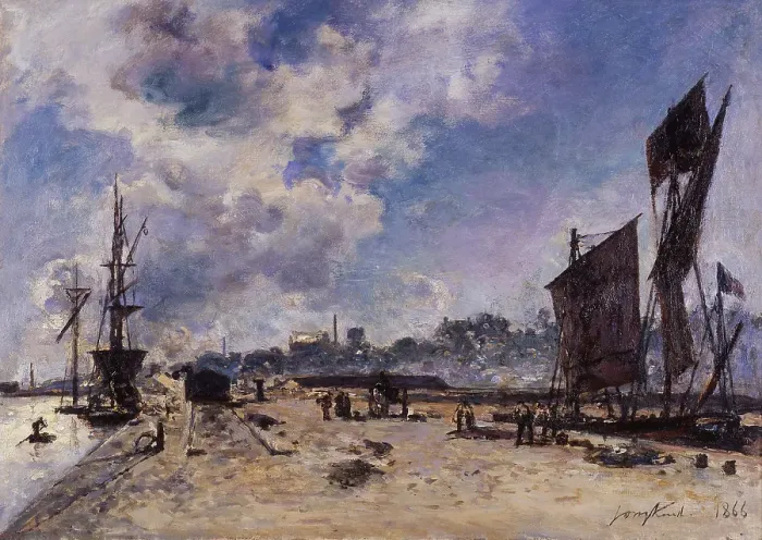 Framed Print : Quay at Honfleur. Artist: Jongkind, Johan Barthold (1819-1891)