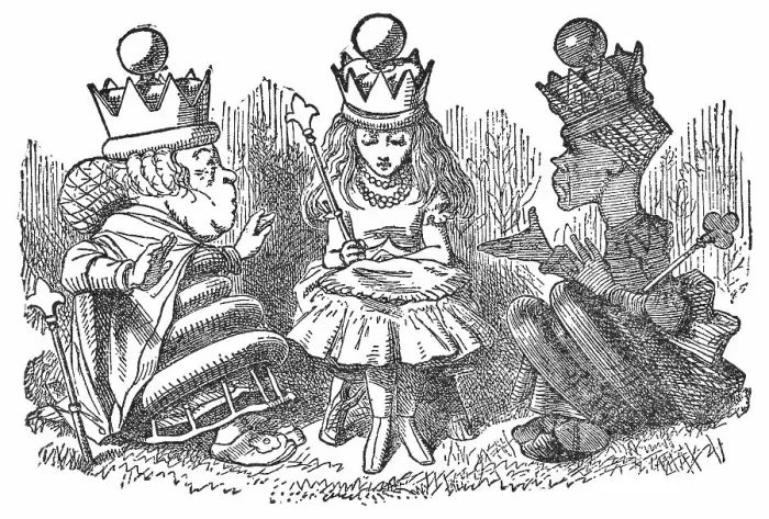 Framed Print : Queen Alice Talking to the Red Queen and White Queen in Through the Looking-Glass