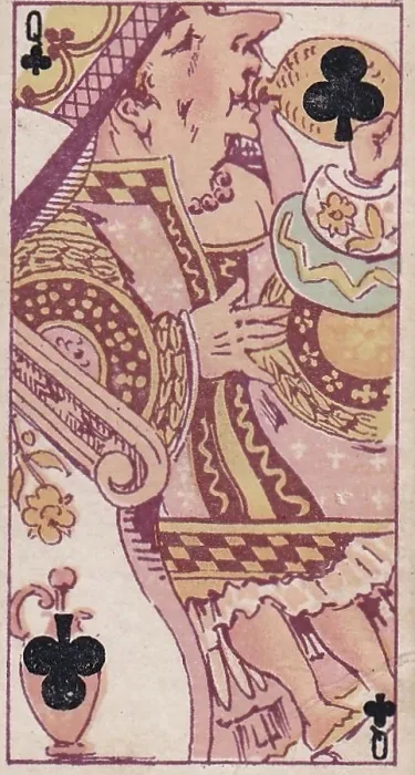 Framed Print : Queen of Clubs, Vintage Harlequin Playing Card, Kinney Tobacco, 1888 Framed Print : Queen of Clubs, Vintage Harlequin Playing Card, Kinney Tobacco, 1888