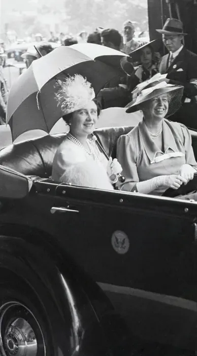 Framed Print : Queen Consort Elizabeth and Eleanor Roosevelt Riding in Motorcade Framed Print : Queen Consort Elizabeth and Eleanor Roosevelt Riding in Motorcade