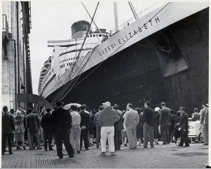 Framed Print : Queen Elizabeth Docked in New York Framed Print : Queen Elizabeth Docked in New York