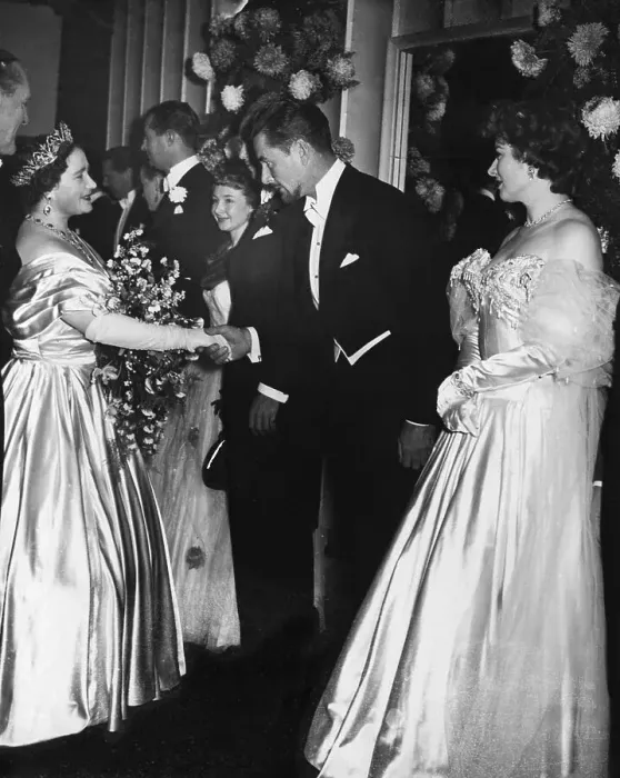 Framed Print : Queen Elizabeth Being Greeted by Hollywood Favorites Framed Print : Queen Elizabeth Being Greeted by Hollywood Favorites