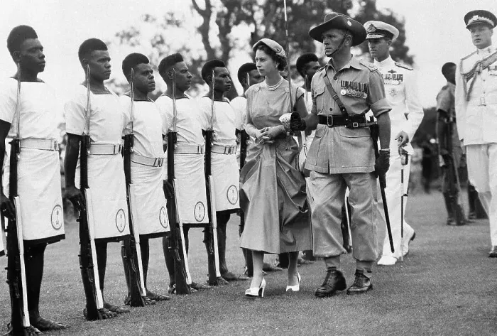 Framed Print : Queen Elizabeth II Reviews Naval Rating