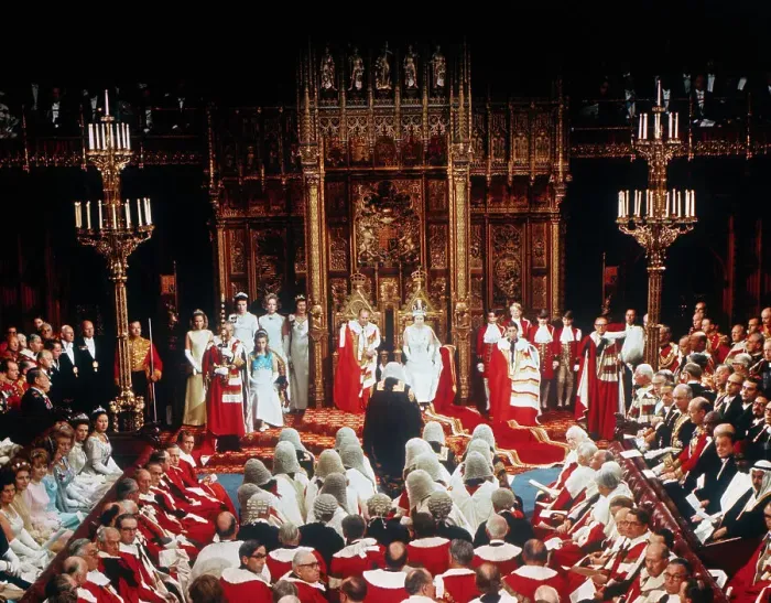 Framed Print : Queen Elizabeth II Seated at Her Throne