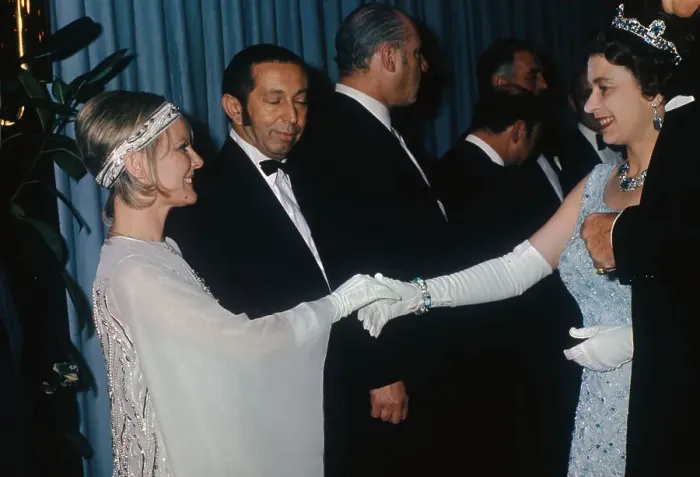 Framed Print : Queen Elizabeth II Shaking Hands with Petula Clark Framed Print : Queen Elizabeth II Shaking Hands with Petula Clark
