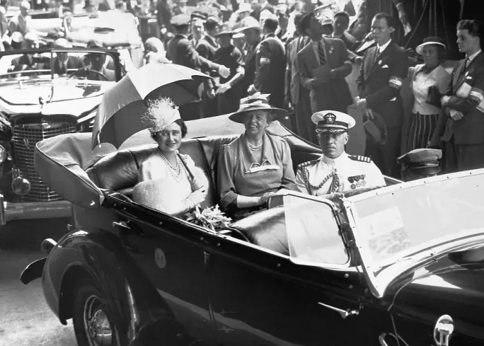 Framed Print : Queen Elizabeth and Mrs. Roosevelt Riding in a Convertible Framed Print : Queen Elizabeth and Mrs. Roosevelt Riding in a Convertible