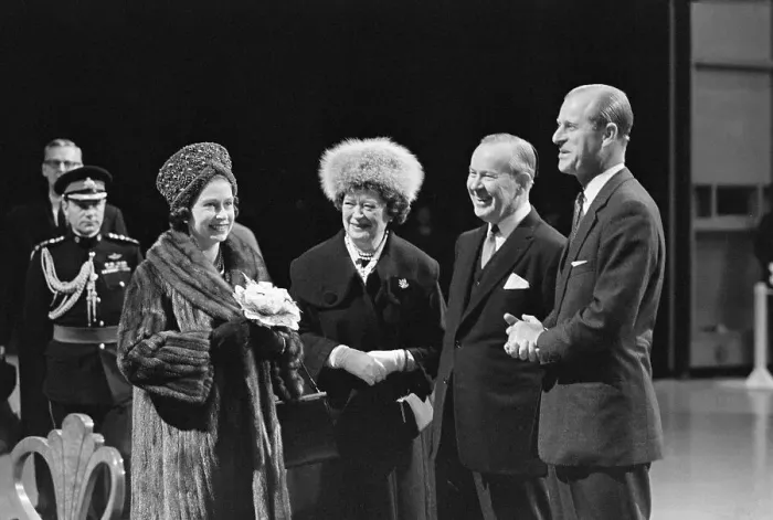 Framed Print : Queen Elizabeth with Prince Philip and Others