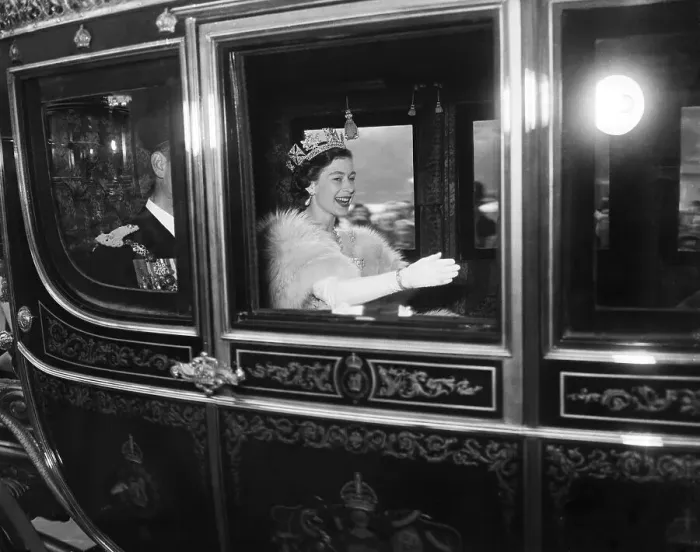 Framed Print : Queen Elizabeth Riding in a Coach Framed Print : Queen Elizabeth Riding in a Coach