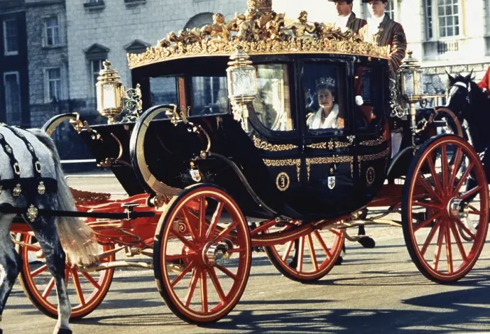 Framed Print : Queen Elizabeth Riding in State Coach Framed Print : Queen Elizabeth Riding in State Coach