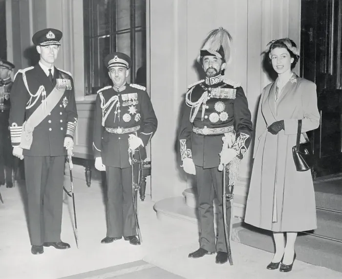 Framed Print : Queen Elizabeth Standing Next to Emperor Haile Selassi Framed Print : Queen Elizabeth Standing Next to Emperor Haile Selassi