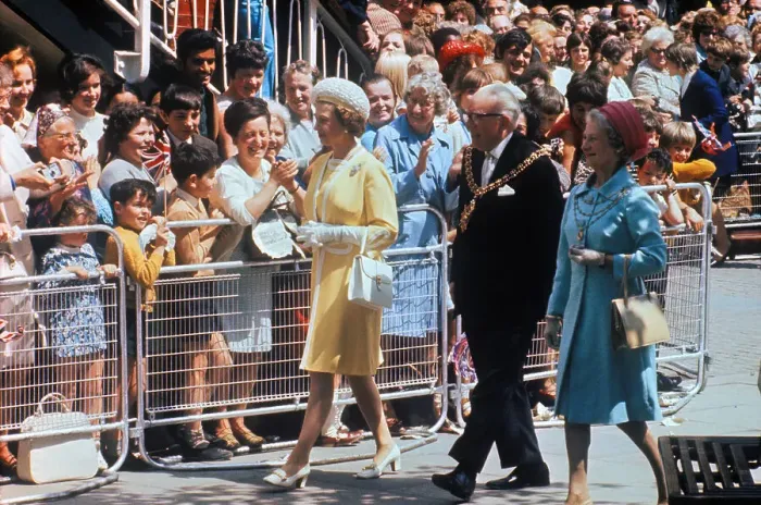 Framed Print : Queen Elizabeth Walking Through Coventry England Framed Print : Queen Elizabeth Walking Through Coventry England