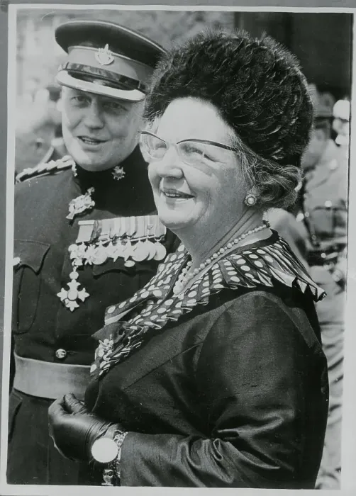 Framed Print : Queen Juliana with Regiment Brigadier Framed Print : Queen Juliana with Regiment Brigadier