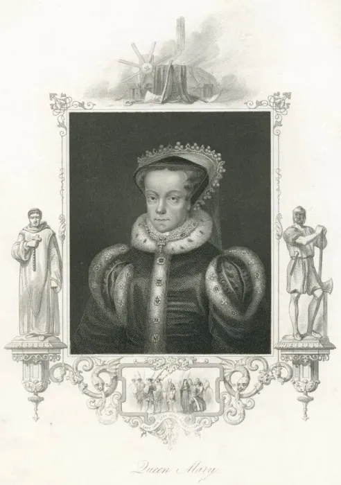 Framed Print : Queen Mary I portrait from 19th century steel engraving Framed Print : Queen Mary I portrait from 19th century steel engraving