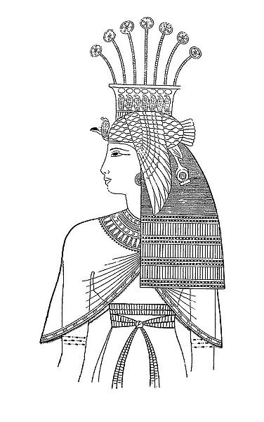 Queen Rebto, daughter of Pharaoh Ramses II, Egypt, 19th Dynasty, History of Fashion, History of Costume, Historical, digital reproduction of an original 19th century original