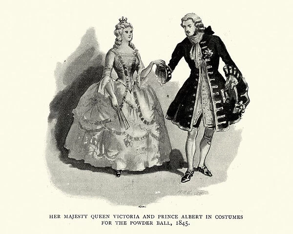 Queen Victorias and Prince Albert in costume, Powder Ball, 1845