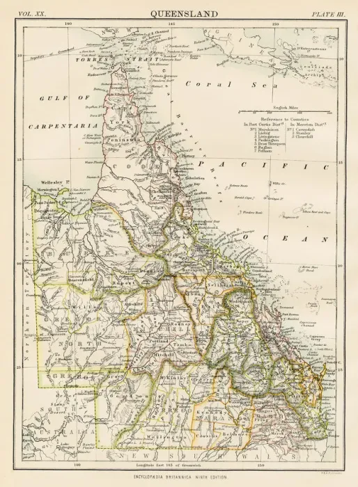 Framed Print : Queensland map 1883