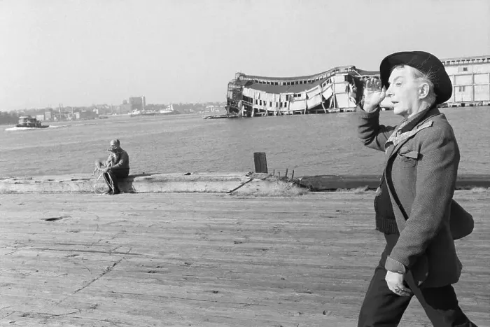 Framed Print : Quentin Crisp Strolls on Pier Framed Print : Quentin Crisp Strolls on Pier