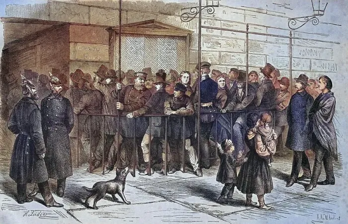 Framed Print : Queue in front of the box office of the Berlin Opera House, Berlin, Germany, historical engraving, 1869, Historic, digitally restored reproduction from a 19th century original, coloured, exact date unknown Framed Print : Queue in front of the box office of the Berlin Opera House, Berlin, Germany, historical engraving, 1869, Historic, digitally restored reproduction from a 19th century original, coloured, exact date unknown