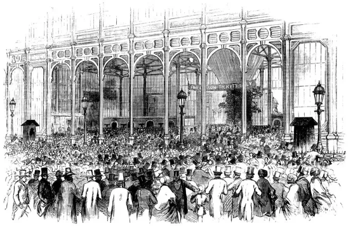 Framed Print : Queuing on Shilling Day, The Great Exhibition (Illustrated London News) Framed Print : Queuing on Shilling Day, The Great Exhibition (Illustrated London News)