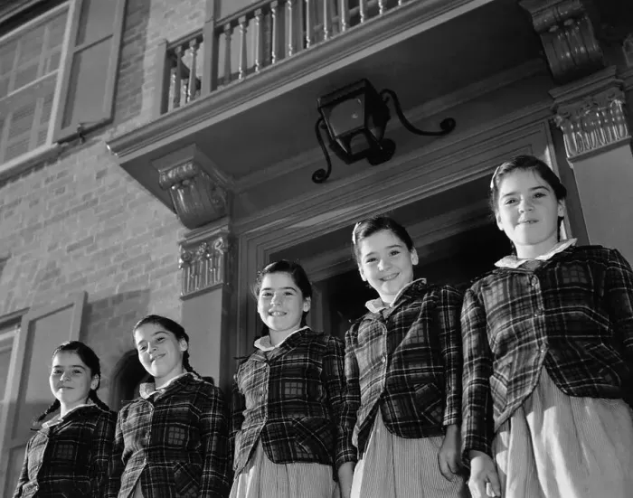 Framed Print : The Quintuplets Standing Before Their House Framed Print : The Quintuplets Standing Before Their House