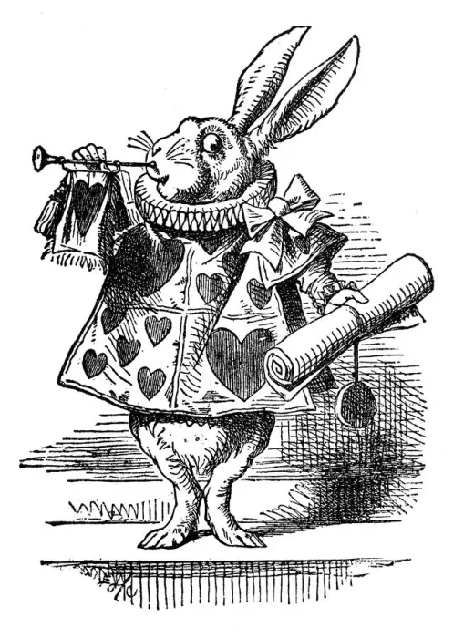 Framed Print : Rabbit with a scroll - Alice in Wonderland 1897 Framed Print : Rabbit with a scroll - Alice in Wonderland 1897