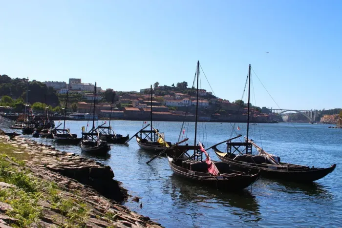 Framed Print : Rabelo boats in Douro river, Porto