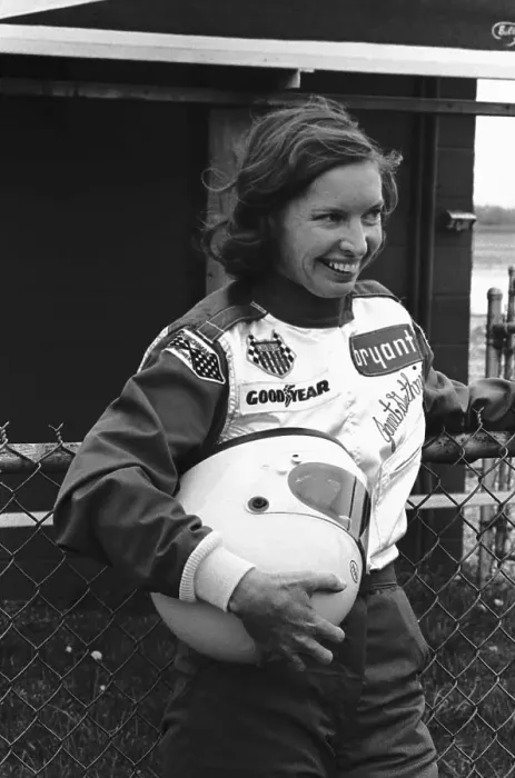 Framed Print : Race Car Driver Janet Guthrie in Racing Outfit Framed Print : Race Car Driver Janet Guthrie in Racing Outfit