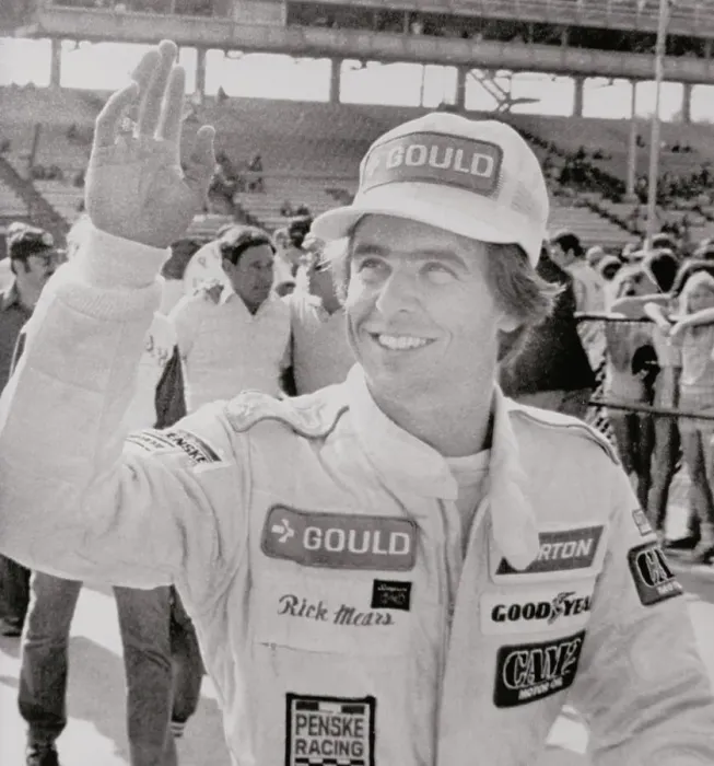 Framed Print : Race Ear Driver Rick Mears Waving in Uniform Framed Print : Race Ear Driver Rick Mears Waving in Uniform