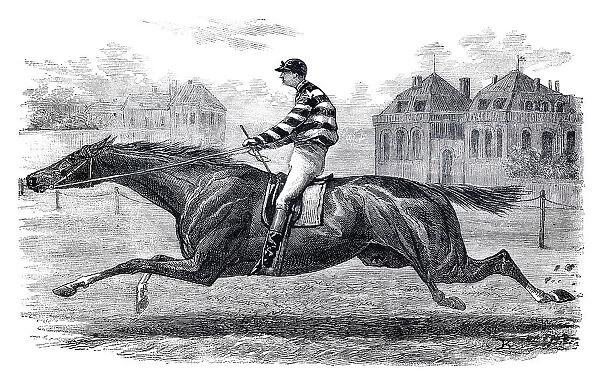 Racehorse Saltarelle winning Derby in London 1874