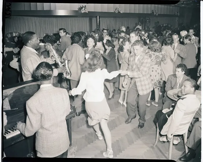 Framed Print : Racially Integrated Dance Party Framed Print : Racially Integrated Dance Party